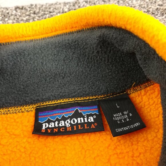 Vintage 1998 Patagonia Vest Synchilla Fleece Full Zip Orange Mens Large USA Made - Picture 3 of 11
